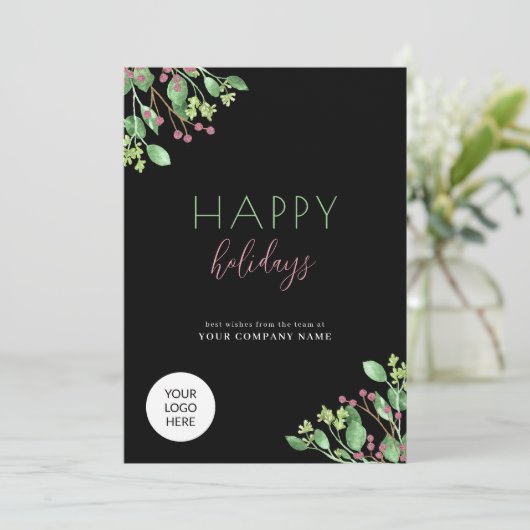 Aangepast logo modern elegant zakelijk bedrijf feestdagenkaart (Staand voorkant)