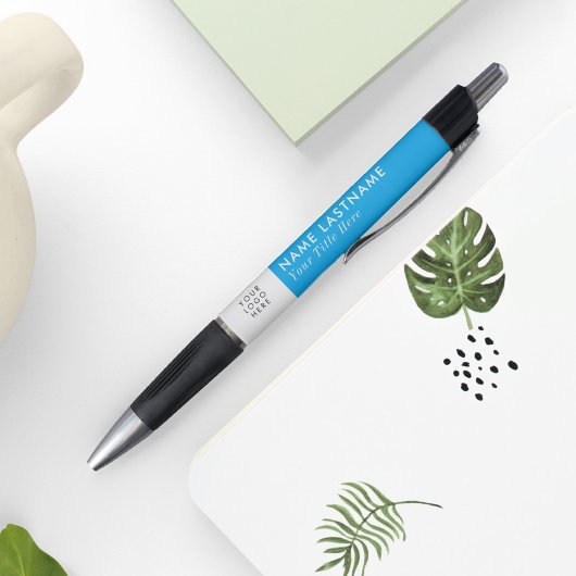 Aangepast logo modern hemelsblauw eenvoudig bedrij pen