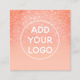 Aangepast logo modern koraalglitter oranje ombre vierkante visitekaartje