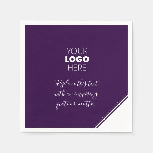 Aangepast Logo Modern Lines White Paars Napkins Servet (Voorkant)