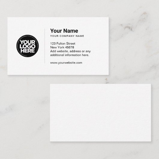 Aangepast logo modern minimalistisch wit of elke k visitekaartje (Voorkant / Achterkant)