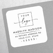 Aangepast logo modern, minimalistisch wit retourad vierkante sticker