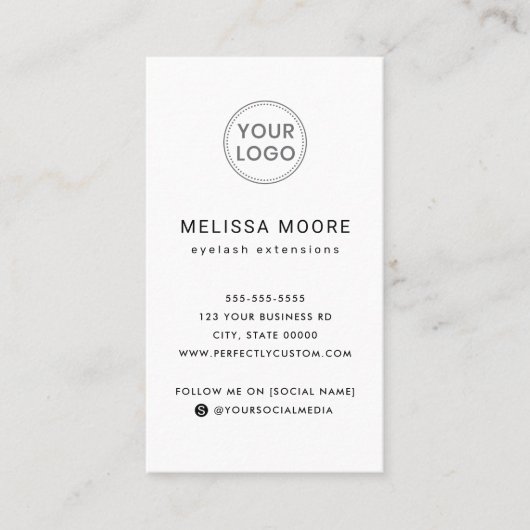 Aangepast logo modern, minimalistisch wit verticaa visitekaartje (Voorkant)