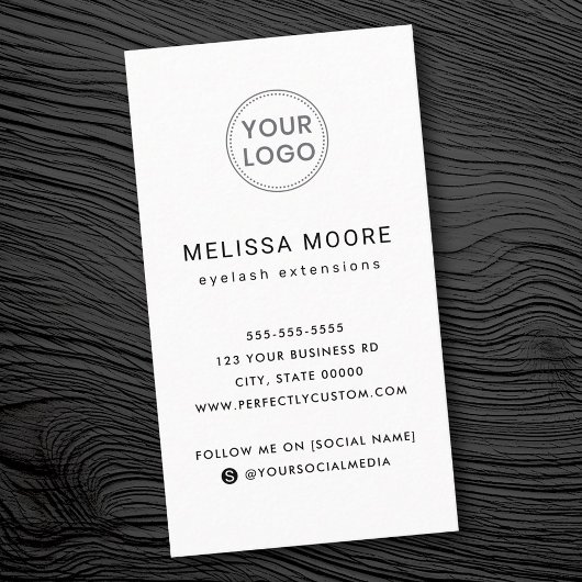 Aangepast logo modern, minimalistisch wit verticaa visitekaartje