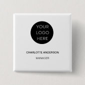 Aangepast Logo Modern Minimalistisch Wit Vierkante Button 5,1 Cm (Voorkant)