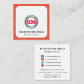 Aangepast Logo modern Oranje rood Vierkante Visitekaartje (Voorkant / Achterkant)