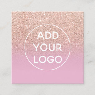 Aangepast logo modern roos glitter lila ombre vierkante visitekaartje