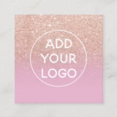 Aangepast logo modern roos glitter lila ombre vierkante visitekaartje (Voorkant)