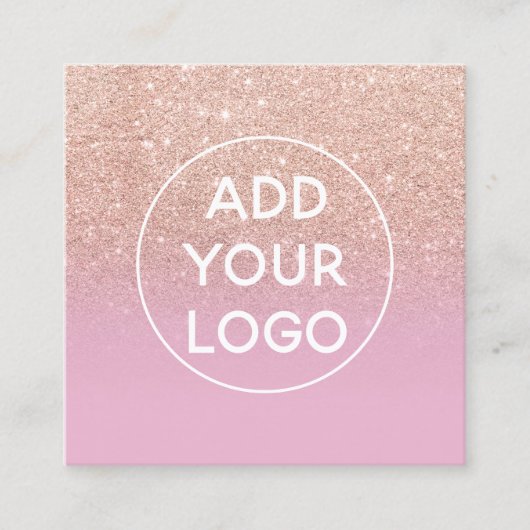 Aangepast logo modern roos glitter lila ombre vierkante visitekaartje (Voorkant)
