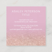 Aangepast logo modern roos glitter lila ombre vierkante visitekaartje (Achterkant)