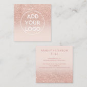 Aangepast logo modern roos goud glitter blush ombr vierkante visitekaartje (Voorkant / Achterkant)