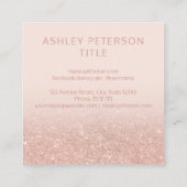 Aangepast logo modern roos goud glitter blush ombr vierkante visitekaartje (Achterkant)