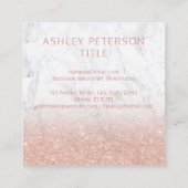 Aangepast logo modern roos goudglitter witte marme vierkante visitekaartje (Achterkant)