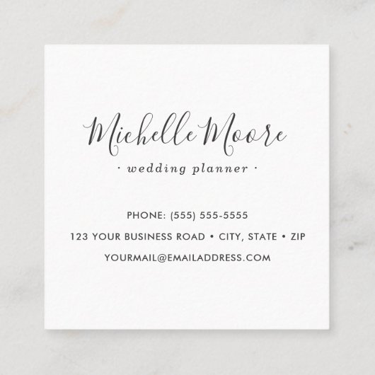 Aangepast logo modern vrouwelijk minimalistisch wi vierkante visitekaartje (Achterkant)