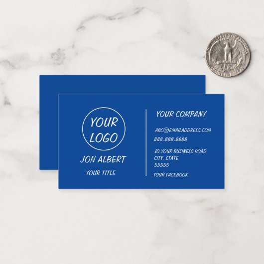 Aangepast Logo modern wit of elke kleur profession Notitiekaartje (Voorkant / Achterkant in situ)