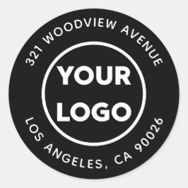 Aangepast Logo Modern zwart-wit retouradres Ronde Sticker