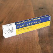 Aangepast Logo moderne Duo-kleur half geel blauw Naambordje (Zijkant)