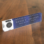 Aangepast Logo moderne, eenvoudige marineblauw-ren Naambordje (Zijkant)