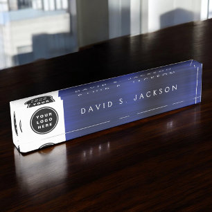 Aangepast Logo moderne, eenvoudige marineblauw-ren Naambordje