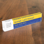 Aangepast Logo moderne marineblauw en geel Naambordje (Zijkant)