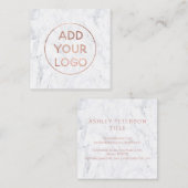 Aangepast logo moderne roos goudkleurige witte mar vierkante visitekaartje (Voorkant / Achterkant)