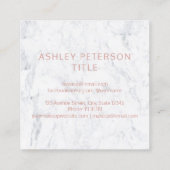 Aangepast logo moderne roos goudkleurige witte mar vierkante visitekaartje (Achterkant)