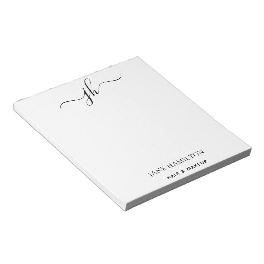 Aangepast logo monogram script naam notitieblok (Schuin)