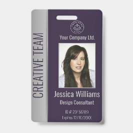 Aangepast Logo naam foto-streepjescode Paars Badge