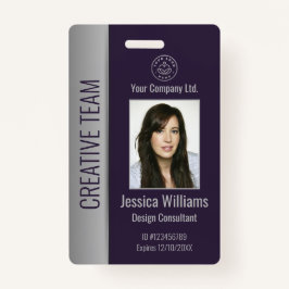 Aangepast Logo naam foto-streepjescode Paars Badge