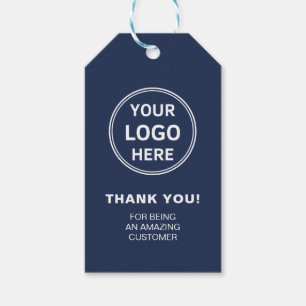 Aangepast Logo Navy Blauwe Bedankt Zakelijk Cadeaulabel