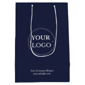 Aangepast Logo Navy Blauwe Zakelijke Merknaam Medium Cadeauzakje (Achterkant)