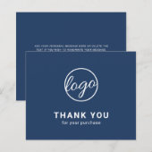 Aangepast logo Navy Blue Budget Bedankkaart (Voorkant / Achterkant)