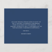 Aangepast logo Navy Blue Budget Bedankkaart (Achterkant)
