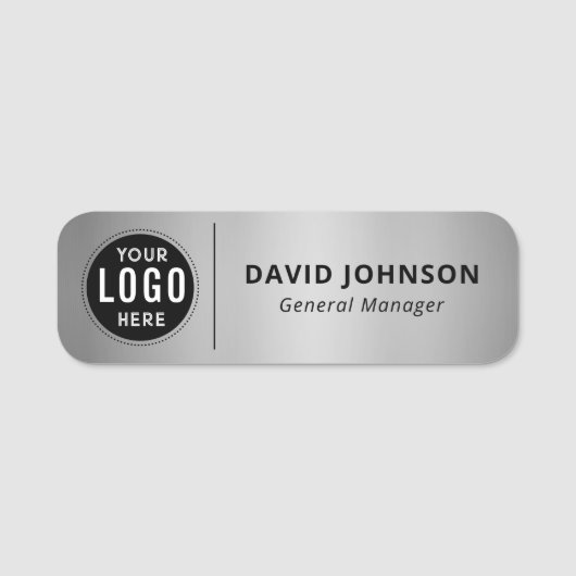 Aangepast logo nep metalen zilver personeel naamplaatje (Voorkant)