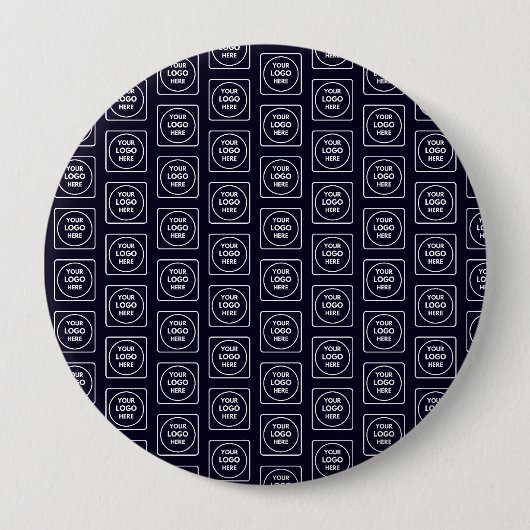 Aangepast logo of afbeelding herhalend navyblauw o ronde button 4,0 cm (Voorkant)