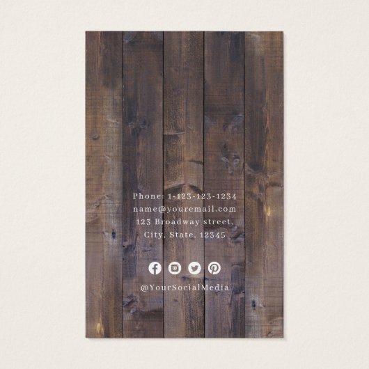 Aangepast logo-oorscherm voor geborsteld bloemhout visitekaartje (Achterkant)