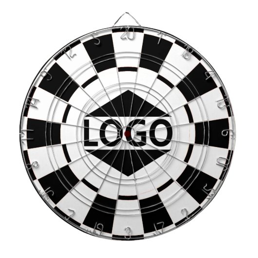 Aangepast logo op zwart en wit dartbord (Voorkant)
