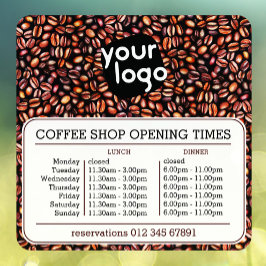   Aangepast logo opening lunch diner uren cafetari Raamsticker