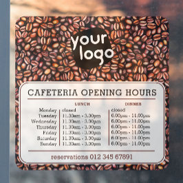   Aangepast logo openings- lunch- dineruren cafeta Raamsticker