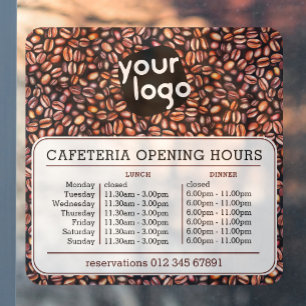Aangepast logo openings- lunch- dineruren cafeta Raamsticker