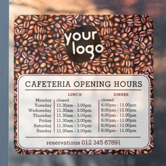   Aangepast logo openings- lunch- dineruren cafeta Raamsticker