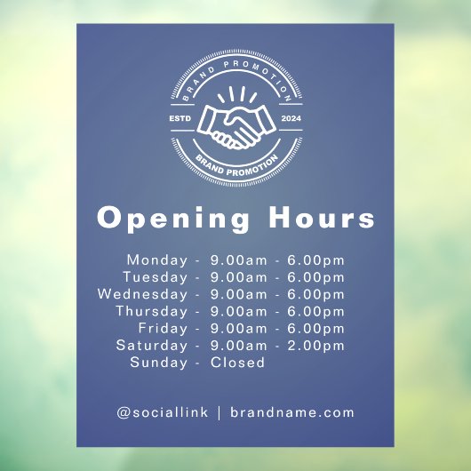 Aangepast logo & openingsuren Bedrijf Raamsticker (Vel 3)