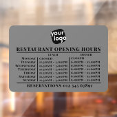 Aangepast logo openingsuren lunch diner restaurant raamsticker (Vel 2)