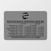 Aangepast logo openingsuren lunch diner restaurant raamsticker (Vel)