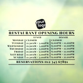 Aangepast logo openingsuren lunch diner restaurant raamsticker (Vel 3)