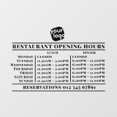 Aangepast logo openingsuren lunch diner restaurant raamsticker (Vel)