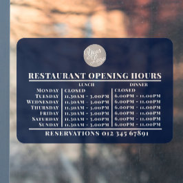 Aangepast logo openingsuren lunch diner restaurant raamsticker