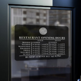 Aangepast logo openingsuren lunch diner restaurant raamsticker