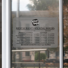 Aangepast logo openingsuren lunch diner restaurant raamsticker