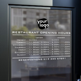 Aangepast logo openingsuren lunch diner restaurant raamsticker